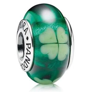 Pandora Kiss Me I'm Irish Lucky Clover Glass Murano Bead Charm